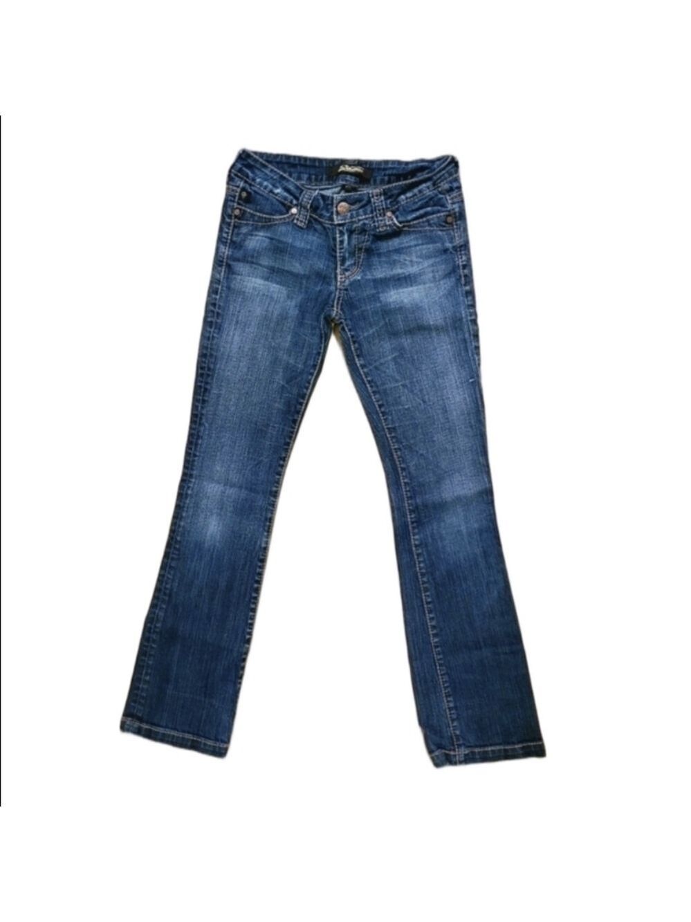 ​Serfontaine Y2K Jeans Low Rise Bootcut Flare Medium Wash Stretch Denim Size 26